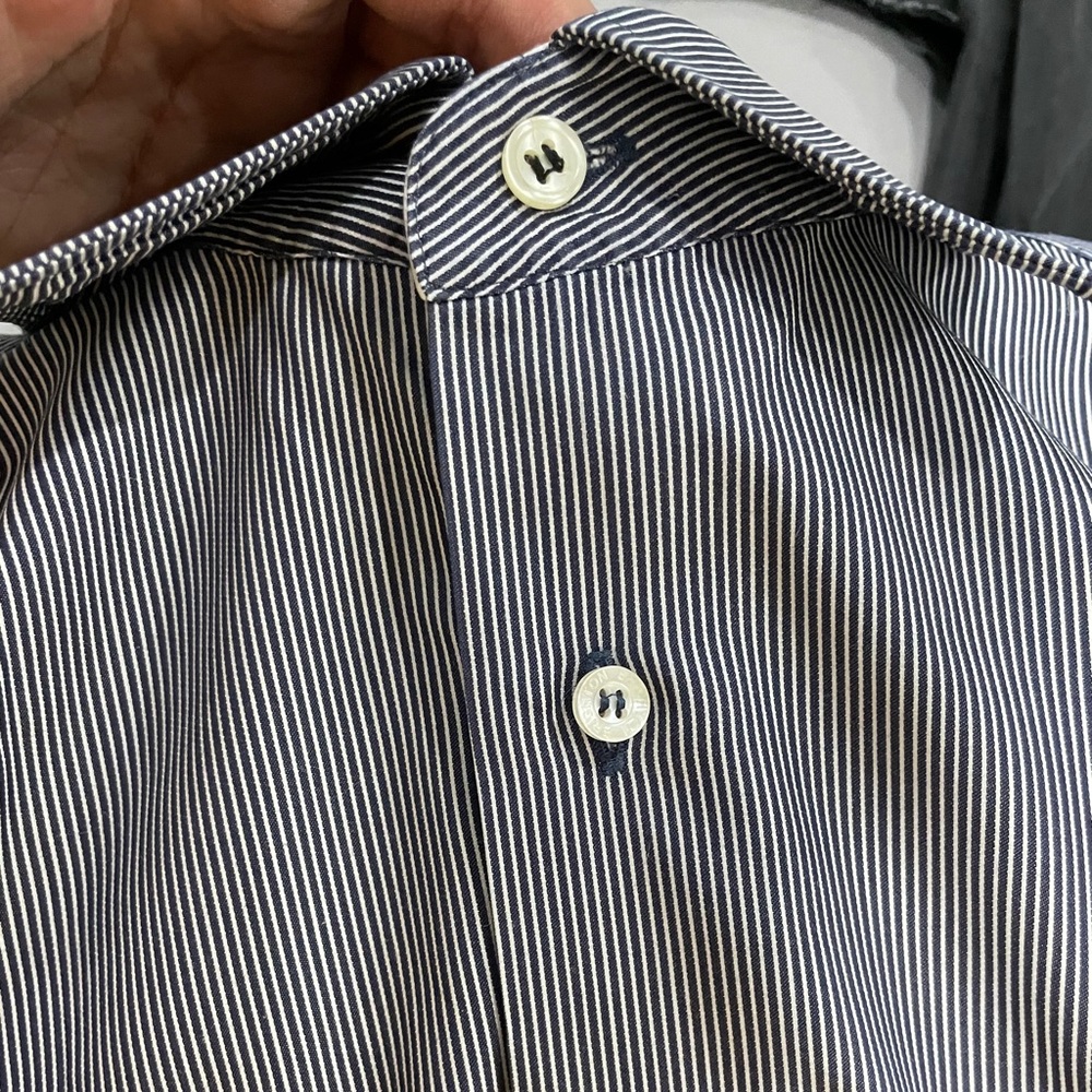 Navy with white stripes Brighton button down